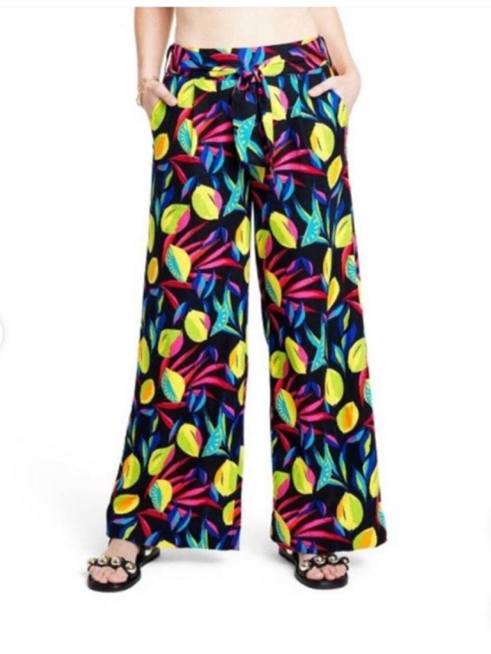 Tabitha Brown x Target Women's Lemon Print Wide-Leg Pants Size L